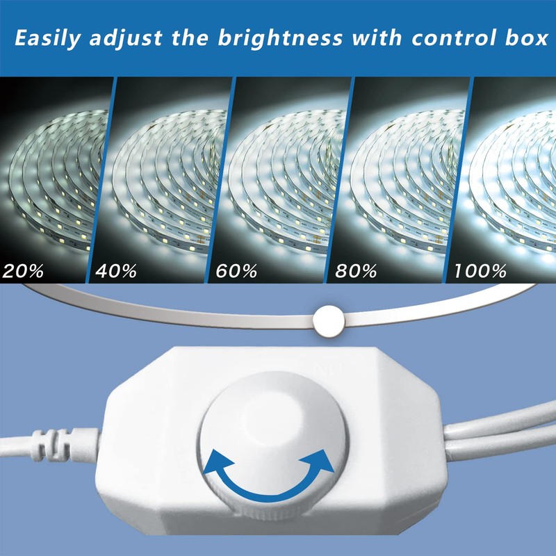 phopollo White LED Strip Lights, 100ft (2 Rolls of 50ft)
