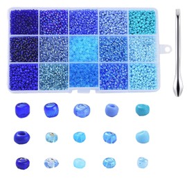 Gocelyn 3mmm Glass Seed Beads Loose Beads Blue Waist Beads Mini Beads for DIY Craft Jewelry Making Friendship Bracelet Making Summer Seaside Beading Weaving Clothes Decorations