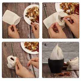 Boao 24 Pcs Spice Cooking Cheesecloth Bags for Straining Reusable Empty Tea Drawstring Soup Muslin Bags(7.8 x 9.8 Inch)