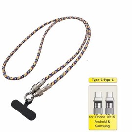 PQRQP Phone Lanyard Built-in USB-C to Lighting Fast Charging Cable, Universal Crossbody Patch Phone Lanyards, Cross-body Lanyard,  4.1ft Phone Strap - Color: Type-C to Type-C