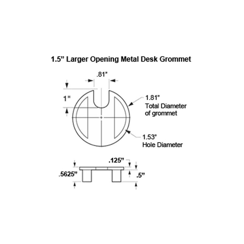 1.57" (40mm) Metal Desk Grommet | Brass Polished (Larger Opening)