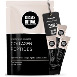 Collagen Sachets | 100% Collagen Peptides 20 x 10g | Neutral Taste | Easily Digestible & Highly Absorbable | Clinically Researched | 20 Single-Serve Sachets by Roam & Ritual