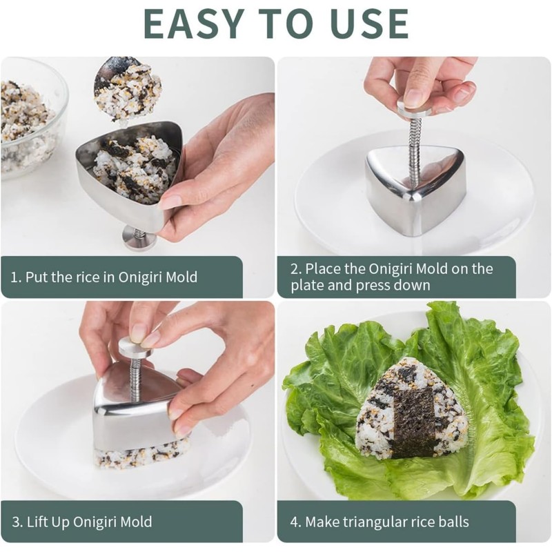 MIZOXY Onigiri Mold - Stainless Steel Rice Ball Maker -