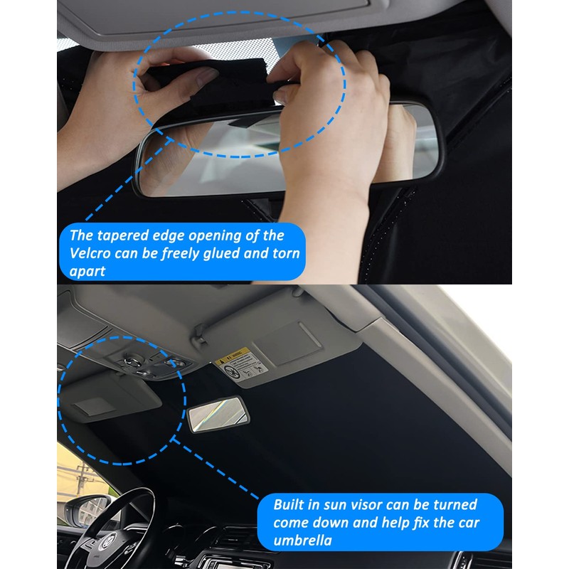 BESTVIEW Windshield Sun Shade Compatible with Ford Mustang 2015-2024, Foldable