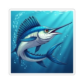 Sword fish Kiss-Cut Stickers for Ocean Lovers, Beach Decor, Laptop Accessories, Gift for Sailors, Marine Life Enthusiasts vinyl sticker - Color: 2" × 2"