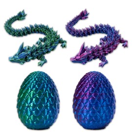 Qixuer 3D Printed Dragon Egg with Dragon, Set of 2 Dragon in the Egg Movable Dragon Toy, for Children Dragon Lovers and Cars, Offices, Houses Desk Toy