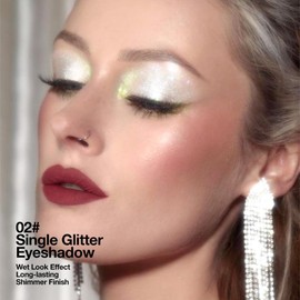 CAKAILA Single Silver White Glitter Shimmer Eyeshadow,Bright High Pigment Intense Monochrome Eye Shadow,Buildable Sparkly Eye Glitter Shimmer Finish,24 Hour Eye Makeup Longwear Waterproof,Blendable