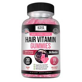 Kaya Naturals Hair Growth Gummies - Biotin 5000mcg Vitamins for Healthy Hair, Skin, and Nails - Beauty Supplement for Women or Men - 30 Count - Blueberry Flavor