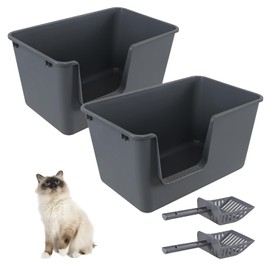 Waikhomes 2 Pack Extra Large Litter Box, High Sided Litter Box for Multi Cat Households, Easy Cleaning, Includes Scoops