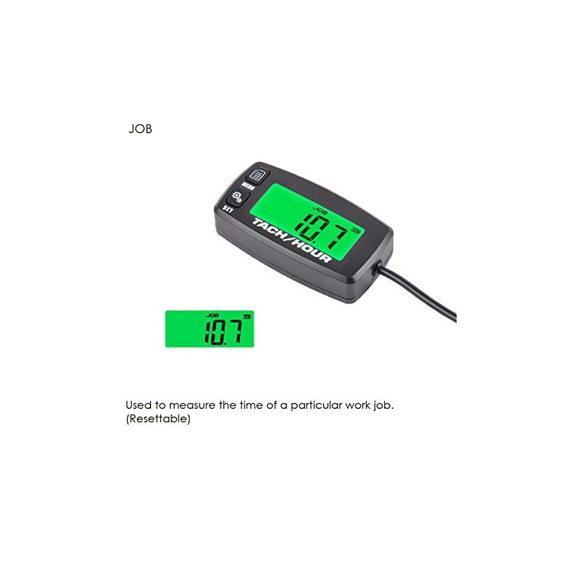 Jayron JR-HM032A Self Powered Digital Tach/Inductive/Maintenance/Waterproof/Backlit/Shutdown Hour Meter,Battery Replaceable,for Lawn