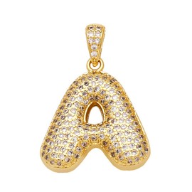 stino Cubic Zirconia Letter Charm for Jewelry Making, Alphabeta Initial Neclace Pendant, Gold Tone Jewelry Accessories (Letter A)