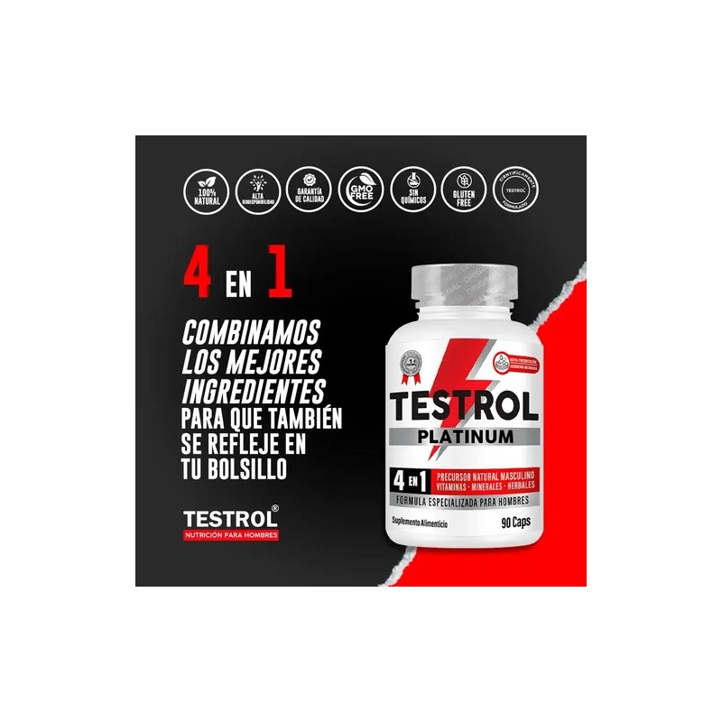 Testrol Platinum Cápsulas Potenciador Masculino Natural