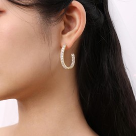 Meissa Gold Hoop Earrings for Women Sterling Silver Hoop Earrings Statement Earrings Chunky Gold Hoop Wedding Earrings for Brides, Gold