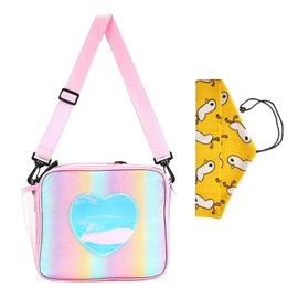 WUFGWBD 1 Piece Rainbow Color Insulated Lunch Bag, 1 Piece Portable Cutlery Triangle Bag, Girls Lunch Box, Girls Lunch Bag, Kids Lunch Bag, Packed Lunch Bag