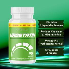 Urostatin Kapseln | mit Pflanzenextrakten, Mineralstoffen und Vitaminen | 90 Kapseln pro Dose 3x