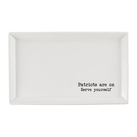 47th & Main Football Themed Ceramic Serveware, Platter, Patriots Are On