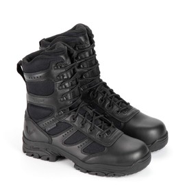 Thorogood Deuce 8” Waterproof Side-Zip Black Tactical Boots for Men and Women with Full-Grain Leather, Soft Toe, and Slip-Resistant Outsole; BBP & EH Rated, Black - 10 M US