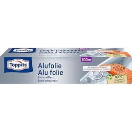 Toppits Aluminium foil - 1 x 100 m, extra tear-resistant, ideal for cooking, grilling and keeping fresh, for household and catering