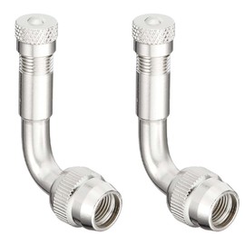 Set of 2 Motorcycle Air Valve, 90° Extension, L-Shaped, Air Valve, Air Valve, Motorbike, Air Pump, Extension Valve, Car, Tire, Tire Valve, Motorcycle, Repair Kit, Moped Bike (Silver)