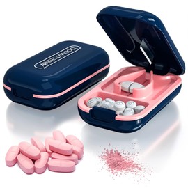 Cortador de Pastillas con Organizador,2 Piezas de Partidor y Triturador Mini de Píldoras para Dividir Medicamentos,Divisor de Tabletas y Vitaminas Portátil,para Cortar Pastillas Grandes y Pequeñas