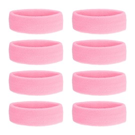 PATIKIL Sweatband Headbands, 8 Pcs Terry Cloth Sweat Band for Women Men Sports Basketball Tennis Athletic Gym Working Out, Pink
