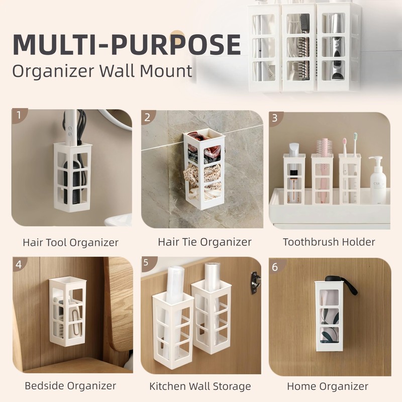 2 Set Hair Tool Organizer Wall Mount, Hanging Bathroom Hair
