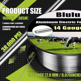 Blulu 14 Gauge Aluminum Electric Fence Wire 1000 ft Aluminum Garden Electric Fence Magnesium Alloy Chicken Wire, High Conductivity and Durability