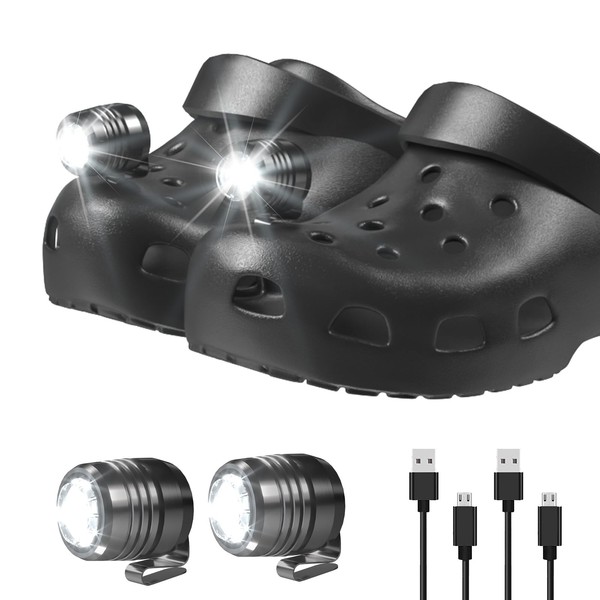 AUKSKY 2 Original Rechargeable Headlights for Croc, Croc Light for Shoes,Waterproof Headlight for Fun,Walking Dog,Camping,Kids Headlights Shoes Charm Accessories for Crocs Wearer, Adults