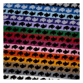 American Bison Buffalo Silhouette Satin Ribbon for Bows Gift Wrapping DIY Craft Projects - 3 Yards - Hot Pink Ribbon/Black Printing - 1 Inch Width
