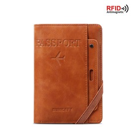 PU Passport Holder Travel Wallet RFID Blocking Passport Purse Travel Document Holder Organiser for Card,Cash,Passport,Boarding Passes