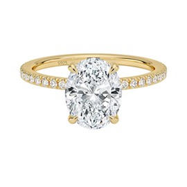 VISDIV 3CT Sterling Silver Engagement Rings AAAAA Cubic Zirconia CZ Wedding Bands For Women Oval Solitaire Simulated Diamond Silver/Gold Size 5-10 (Gold, 5)