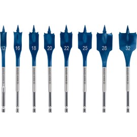 Bosch Professional Set of 8 Expert SelfCut Speed Flat Drill Bits (for softwood, chipboard, diameter 12-32 mm, impact drill accessory)