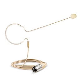 Sujeetec Headset/Headworn Microphone - Hirose 4 Pin Plug Head Microphone for Audio Technica Wireless System & Bodypack Transmitter – Beige Single Earhook Omnidirectional Headset Head Mic