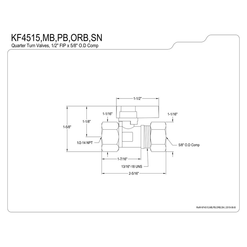Kingston Brass KF4515PB 1/2" IPS X 5/8" OD Comp Straight