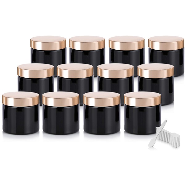 Black PET Plastic (BPA Free) Large Refillable Jar with Gold