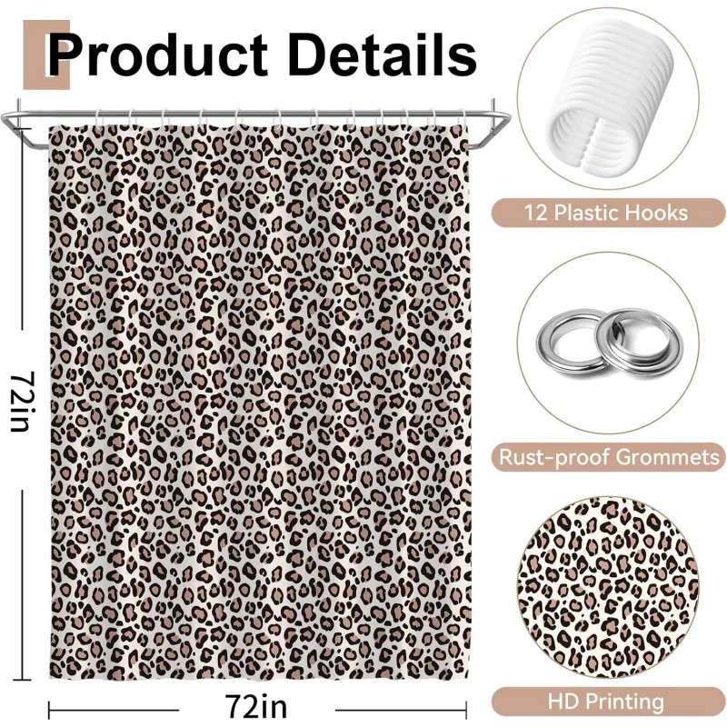 Light Beige Leopard Print Shower Curtain Fun Stylish Bath Spaces