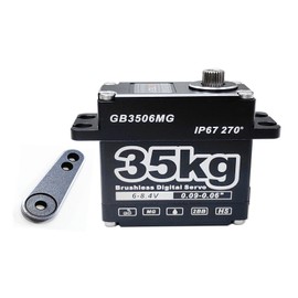 GOTECK 35KG Brushless Digital Servo Large Torque 8.4V Full Metal Gear IP67 Waterproof Steering Servo with 25T Servo Horn for 1/6 1/8 1/10 RC Crawler Car Robot Boat Truck Robot Parts (270 Degree)