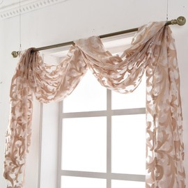 NAPEARL - Cenefa de bufanda, bufanda de estilo europeo, cortina transparente decorativa para arco de boda, cama con dosel, cabecero, cenador, 1 panel (54 pulgadas de ancho x 216 pulgadas, beige)