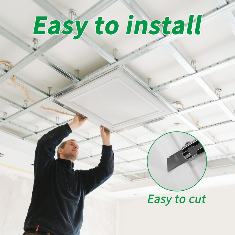 Art3d 12 Pack PVC Ceiling Tiles 24x24 Inches Waterproof Drop