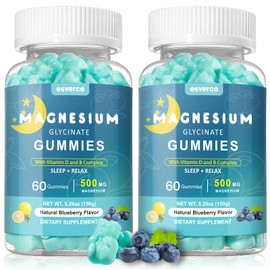 Gomitas de glicinato de magnesio, 500 mg para dormir para hombres y mujeres, promueve la relajación, soporte muscular, magnesio masticable, sin...    