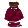 Burgundy Wool with Fur Collar Harness Coat for Dogs (S
