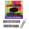 24 Colors Acrylic Pigments Set with 3Pcs Painting Pens Students