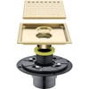 SEABEFORE Shower Drain 6 Inch Brushed Gold,Stainless Square Shower Floor