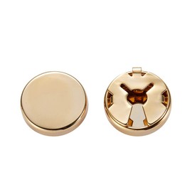 Buwei Brass Round Cuff Button Cover Cuff Links for Men, Gold, 2Pcs/Set