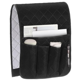 sourcing map 1 Pcs Recliner Armchair Caddy, Couch Armrest Organizer with 5 Pockets for Bedside Sofa Remote Control Holders Magazine Phone Book Glasses (Black, 35"x13")