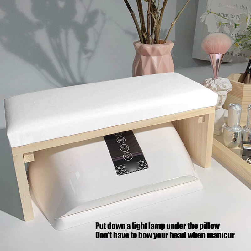 Nail Art Hand Pillow Mat Soft PU Leather Wooden Stand