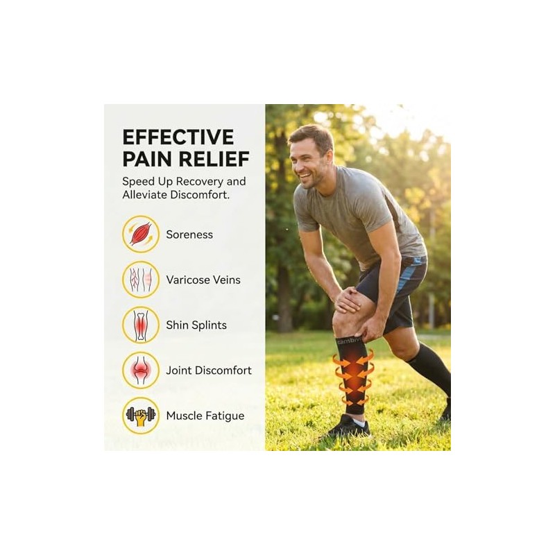 CAMBIVO Calf Compression Sleeves 2 Pairs, 20-30 mmHg, Footless Flight