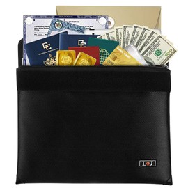 Fireproof Safe, Document Storage Case, Fireproof, Explosion-Proof, Waterproof, Disaster Prevention Bag, Heat Resistant Up to 4209°F (2093°C), Cash Storage, Safe Storage Bag, For Home Use, Large Capacity, Fireproof Bag (Black)