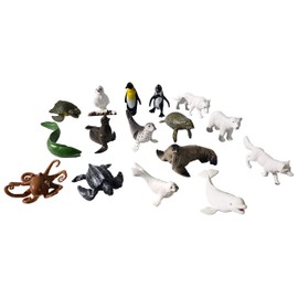 Polar and Sea Animals Figurines Playset 16 Pcs, Detailed Bear, Whale Figures, Walrus, Penguin Toy Set, Cake Toppers Birthday Gift for Kids
