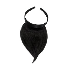 Hair Piece Clip in Bangs Fringe with hair circlet synthetic fiber dark brown HA073T-3